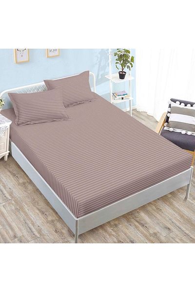 Pucioasa Double-sided bed cover in brown polycotton damask for mattresses 160x200 and 180x200