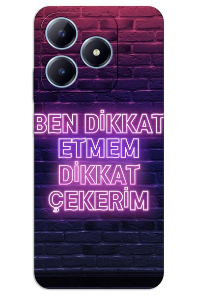 MRCİLETİSİM Realme Note 50 Case Hd Pattern Printed Back Cover - Attention I'M