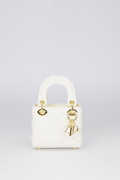 Levidor Krem Mini Kapitone El Çantası