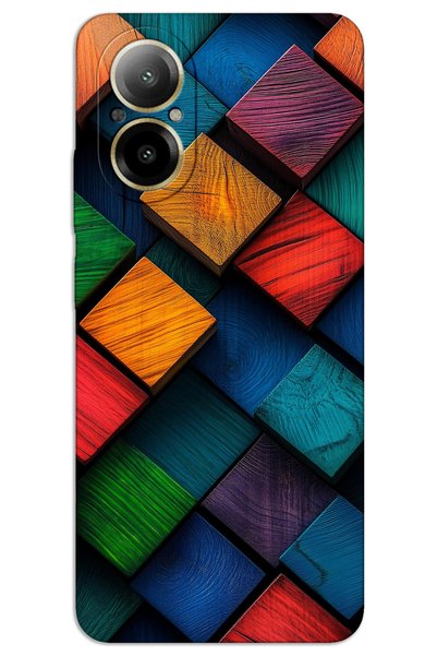 MRCİLETİSİM حافظة Realme 12 Lite ذات غطاء خلفي مطبوع بنمط HD - نمط مربع