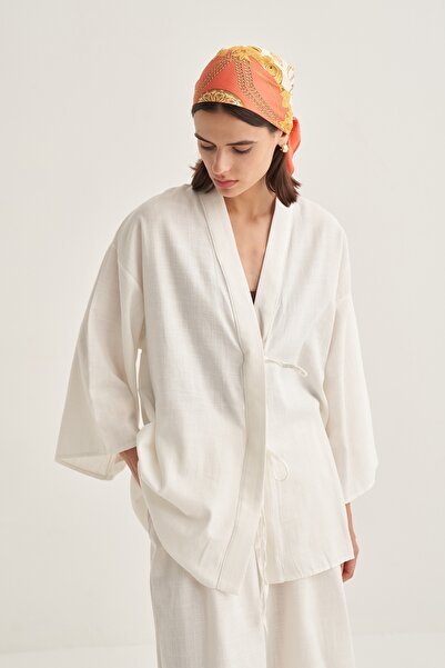 EBU Prive Women's Organic Cotton Oversize Kimono Ecru