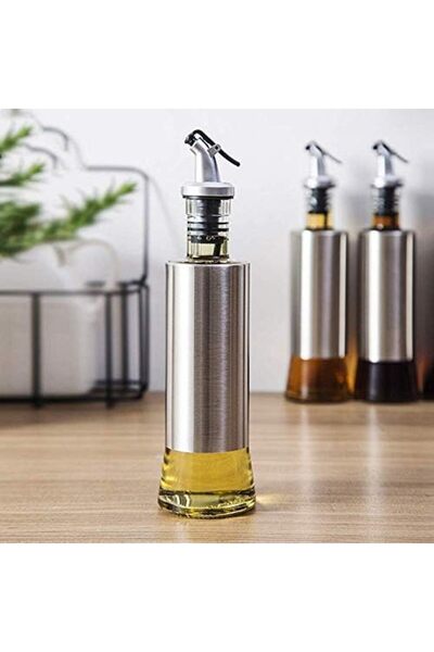 Generic Glass Oil Dispenser Set 300ml + 300ml with Stainless Steel Leakproof Caps