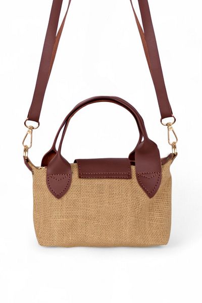 PowerSpeed Women's Tan Mini Size Strap Straw Hand and Crossbody Bag