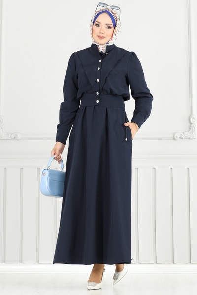 ModaMerve Düğme Detaylı Elbise Takım 3056KTR750-MS Laci