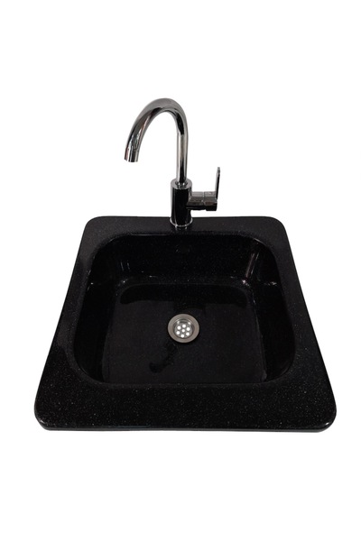 RAY Chiuveta de bucatarie, din compozit, negru marmorat, 480 x 480 mm, adancime cuva 150 mm, montare pe