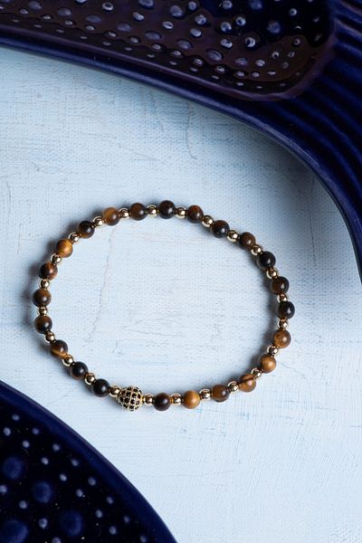DENİZ Certified Tiger Eye Natural Stone Bracelet
