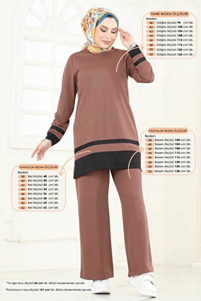 ModaMerve Garni Detay İkili Takım 341DVL817-MS Kahve