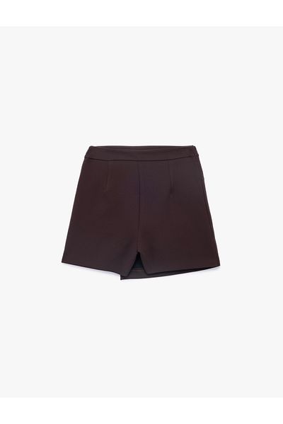 Koton Mini Double-Breasted Shorts Skirt with Metal Accessory Detail