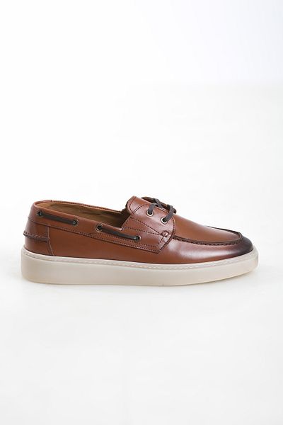 GERARDO AYAKKABI Brown Genuine Leather Men's Lace-Up Loafer