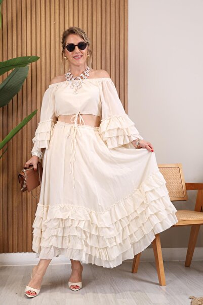 MİSLİNA BUTİK Bej Tasarım Elbise