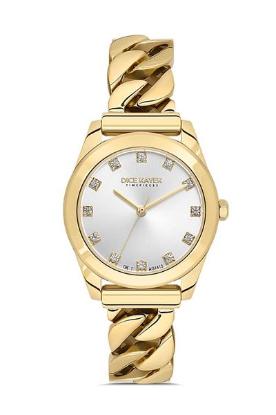 Dice Kayek Dk.1.Ag1415.04 Stone Design Steel Cord Steel Case 5 Atm Water Resistant Gold Color Women