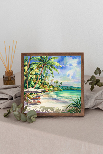 Dekorsiahome Tablou pătrat cu rame din lemn TK1183