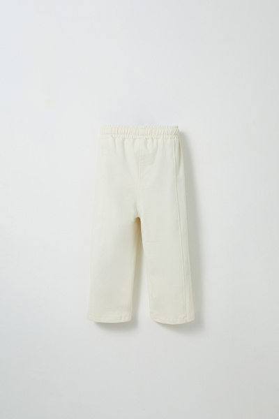 Marvy Ecru Embroidery Detailed Comfortable Leg Trousers