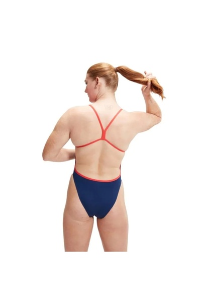 SPEEDO Ψηφιακό τυπωμένο γυναικείο μαγιό V Back Μπλε-Πορτοκαλί