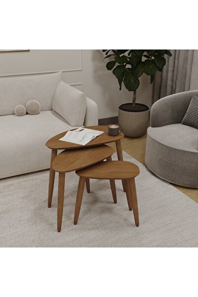 PLASMOB DELTA AÇIK CEVİZ ORTA ZİGON SEHPA TAKIMI