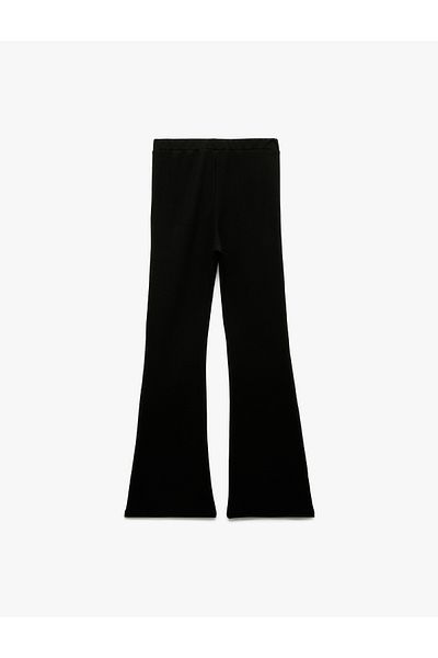 Koton Stone Detailed Elastic Waist Spanish Leg Trousers