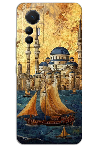 MRCİLETİSİM حافظة هاتف Xiaomi Mi 12 Lite مطبوعة بنمط HD - قارب شراعي سليماني