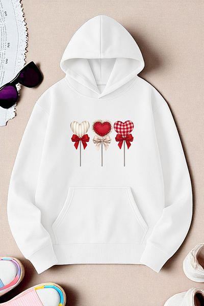 uyguntarz Unisex Heart Lollipop Detailed Printed Oversize Sweatshirt