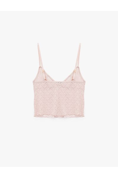 Koton Heart Neck Thin Strap Lace Pajama Top