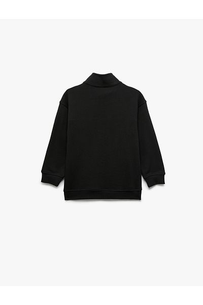 Koton Stand Collar Long Sleeve Cotton Sweatshirt