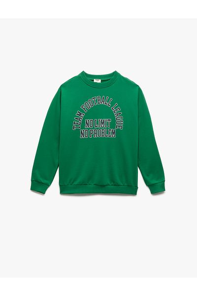 Koton Crew Neck Long Sleeve Cotton Printed Sweatshirt