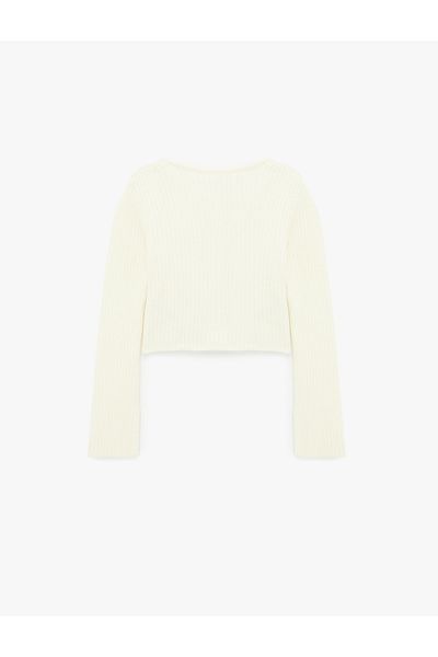 Koton Cardigan tricotat cu mânecă lungă și decolteu cu șireturi