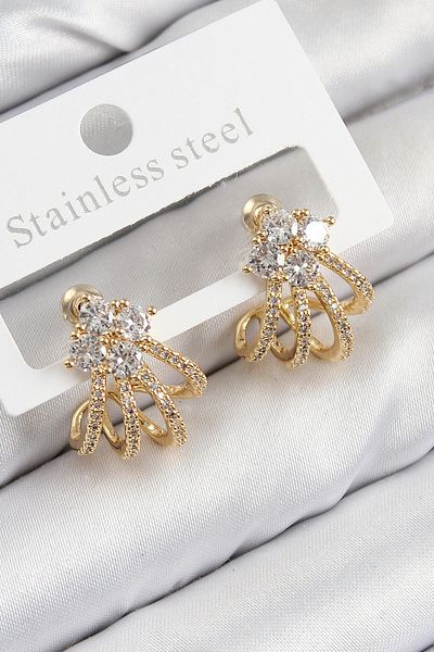 SeyCey.co Brass Zircon Stone Model Gold Color Women's Earrings