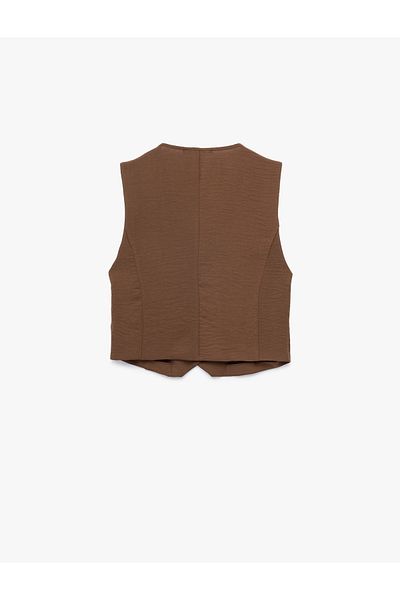 Koton Aerobin Fabric V-Neck Buttoned Blazer Vest