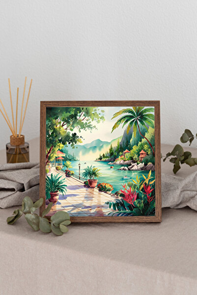 Dekorsiahome Wooden Framed Square Table Tk1194