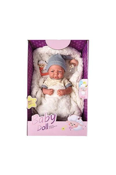 OCIE Realistic baby 35cm with sleeping bag and gray hat
