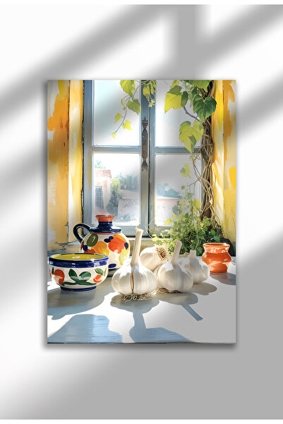 21mxm Imprimeu pe pânză cu natură statică de bucătărie neînrămată, usturoi și...