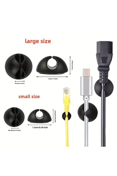 Neler Geldi Neler 10Pcs Adhesive Cable Organizer Cord Holder Clips Cable Fixing Black White Color