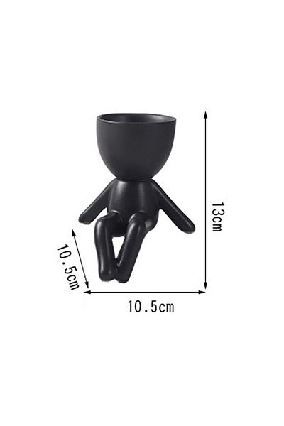 Leexo Nordic Style mini ceramic vase for desk, human body shape 13 cm, black