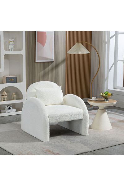 Danube Home Bergman 1 Seater Fabric Accent Chair - White L84xW84xH80cm