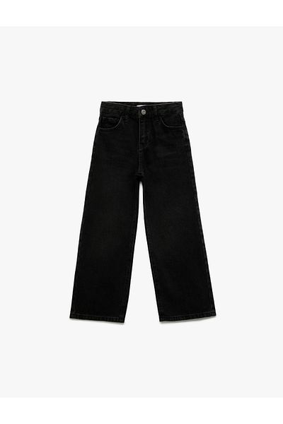 Koton Pantaloni din denim cu picioare largi din bumbac