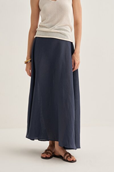 EBU Prive Women's Flared Skirt Navy Blue