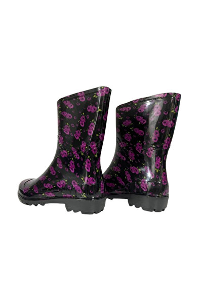Emek Жіночі короткі садові дощові чоботи з фіолетово-чорним візерунком EMek036-97