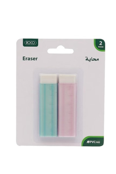 Roco Rubber Eraser with Thin Ruler – Green/Red