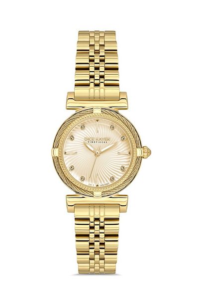 Dice Kayek Dk.1.Ag1401.05 Stone Design Steel Cord Steel Case 5 Atm Water Resistant Gold Color Women