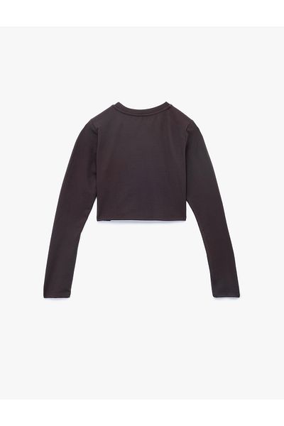 Koton Slim Fit Long Sleeve Crew Neck Crop Sports T-Shirt