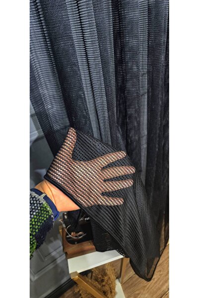 farbateks Cat Resistant Paw Friendly Black Mesh Tulle Curtain 2 Layers Pleated