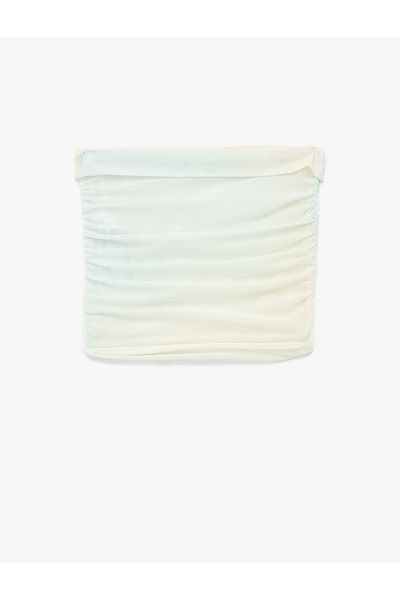 Koton Slim Fit Drape Detailed Crop Strapless Blouse