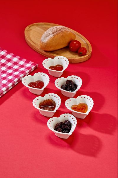 Cooker 6 Piece White Porcelain Jam Bowl Set