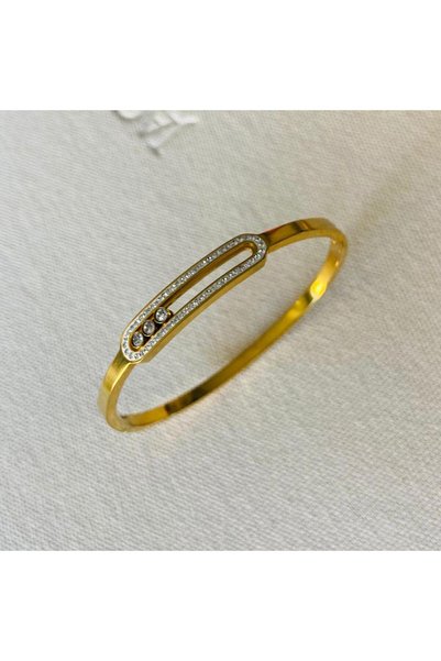 Necati Gün Gold Steel Handcuffs with Movable Stones