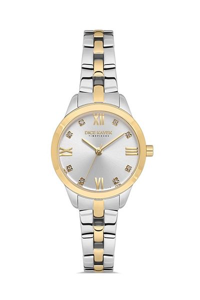 Dice Kayek Dk.1.Ag1410.05 Stone Design Steel Cord Steel Case 5 Atm Water Resistant Metallic-Gold R