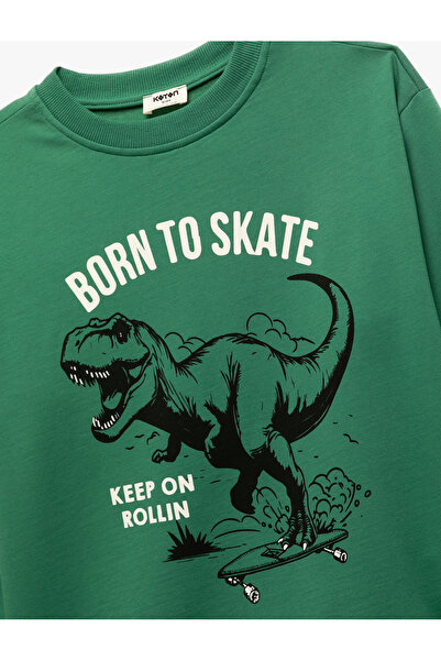 Koton Emblémás, hosszú ujjú, nyakú dinoszaurusz mintás pulóver