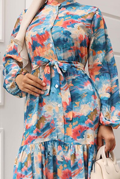 benguen Φόρεμα Hijab με σχέδιο Indigo 575