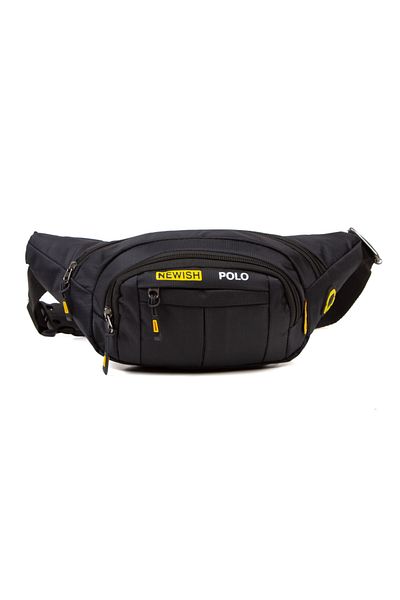 NEWISH POLO ACCESSORIES Black Cross Shoulder and Waist Bag with Waterproof Headphone Outlet