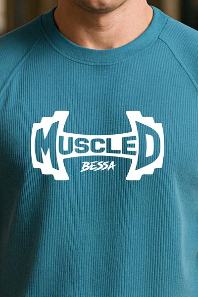 BESSA Mint Sportsman Tank Top Crew Neck Muscled Printed Sleeveless Oversize Fit Tank Top Fitness Men