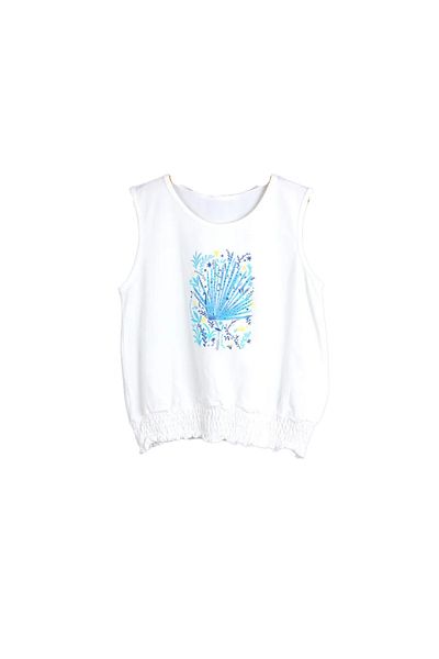 nk kids Turquoise Printed Girls Tank Top – Cotton, Stretchy, Elastic Waist Design